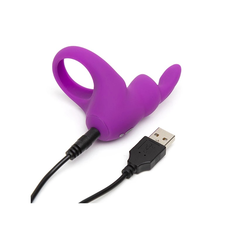 Pierścień wibrujący - Happy Rabbit Rechargeable Vibrating Rabbit Cock Ring Purple